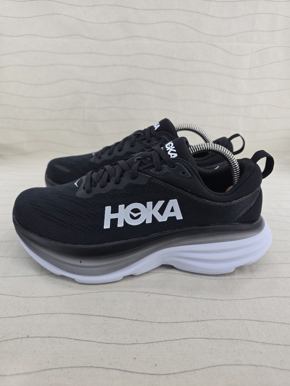 Hoka Womens Bondi 8 Black White Running Sneakers Shoes 1127954 Size 8D NEW - Picture 2 of 11
